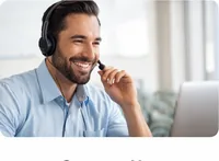 Customer service representative taking a call